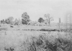 Cattle Grazing In A River Landscape, A Hamlet Beyond