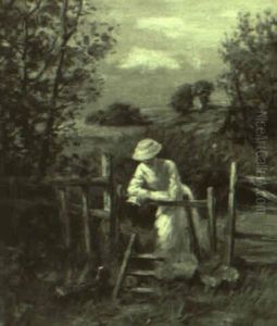 Maiden On An Afternoon Visit by Henry John Yeend King