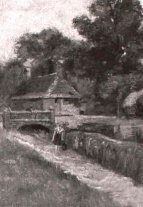 Flicka I Engelskt Landskap Med Hus by Henry John Yeend King