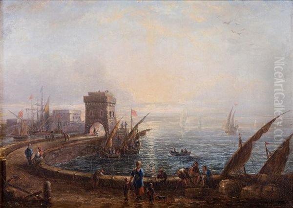 Port Scene At Sunset - view 1