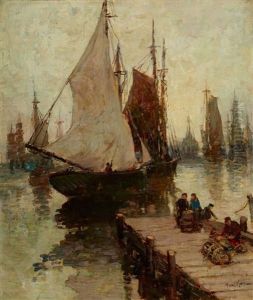 Sailing Ships In The Harbor by Paul Bernard King