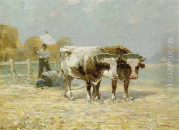 Figure Harvesting With Yoked Oxen - view 1