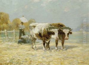 Figure Harvesting With Yoked Oxen by Paul Bernard King