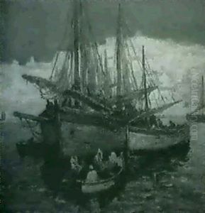 A Harbour View Of Constantinople At Night by Paul Bernard King