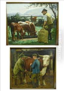 Feeding The Calves; The Vet by William Gunning King