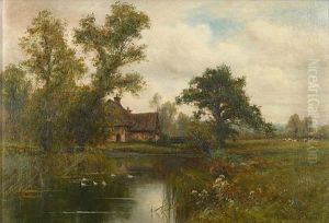 A Country Cottage By A Duck Pond by Francis Joseph "Wiggs" Kinnaird