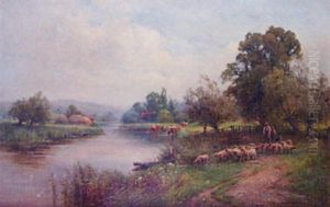 Country River Landscape by Henry John Kinnaird