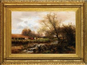 Cattle Grazing By The Stream by James Kinnear