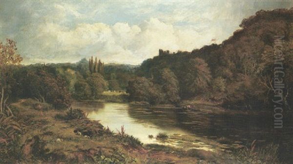 Rabbits Feeding By A Castle - view 1