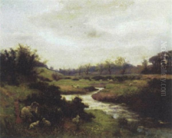 Sheep By A Stream - view 1