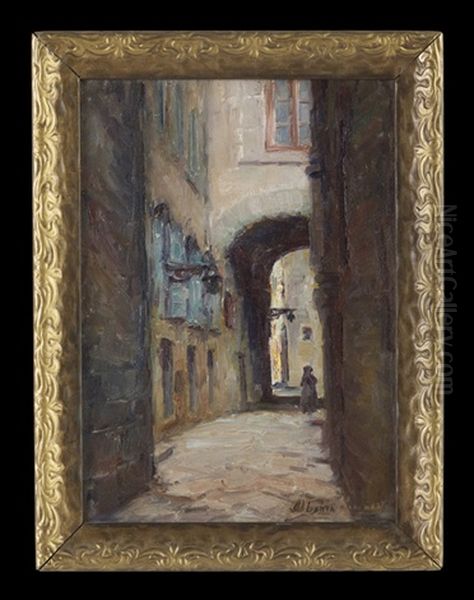 Parisian Street Scene With Figure Under An Archway - view 1