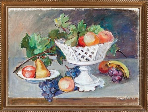 Still Life Of Compote With Pears, Grapes, Banana And Apples - view 1