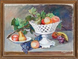 Still Life Of Compote With Pears, Grapes, Banana And Apples