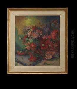 Still Life Of Pink And Red Zinnias
