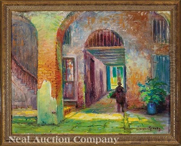 French Quarter Patio With Figure - view 1