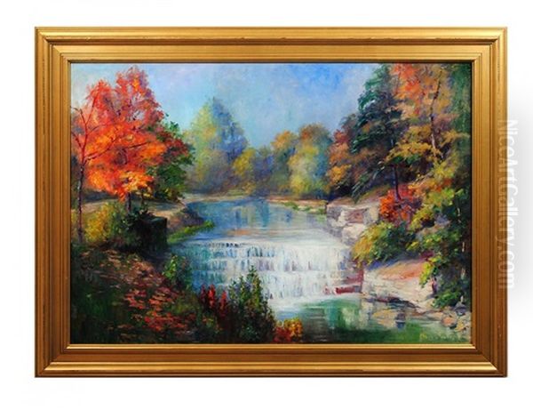 Falls At Fern Cliff By Sugar Grove Road Near Covington, Ohio - view 1