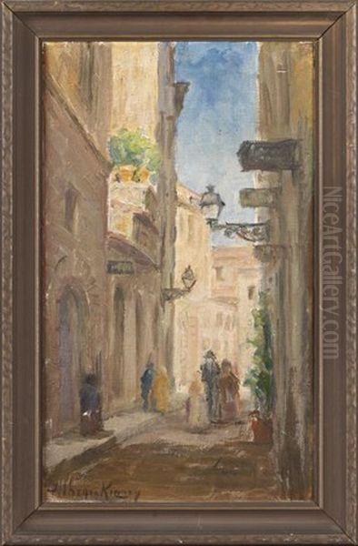 View Of Figures Walking Down Pirate's Alley, French Quarter, New Orleans - view 1