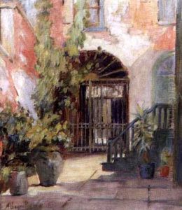French Quarter Courtyard With Iron Gate