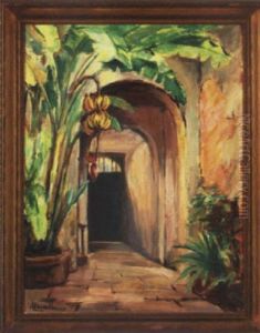 French Quarter Courtyard With Banana Tree