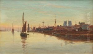 Hafen Von Dordrecht Im Abendlicht by Albert Kinsley