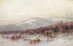 Log-piles In A Sunlit Winter Landscape by Nelson Gray Kinsley