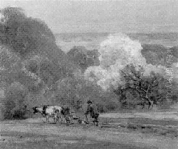 Pflugender Bauer In Taunuslandschaft - view 1