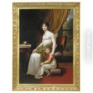 Portrait Of A Mother And Child by Francois-Joseph Kinsoen