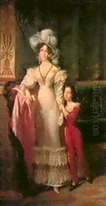 A Portrait Of Duchess Macmahon And Her Son by Francois-Joseph Kinsoen