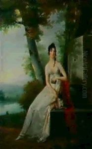 Portrait D'une Jeune Femme Dans Unparc by Francois-Joseph Kinsoen