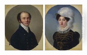 Portrait De Pierre Firmin De Lestapis (1786-1866); Et Portrait D'anne Marie Dite Annette De Lestapis by Francois Josephe Kinson