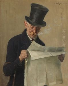 The Newspaper Reader by Josef Kinzel