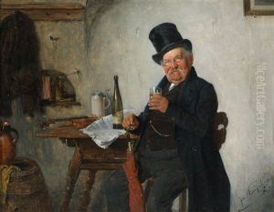 Das Wohlverdiente Achterl Signiert by Josef Kinzel