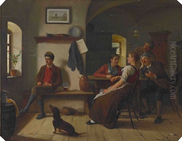 Junger Pfeifenraucher In Der Bauernstube - view 1