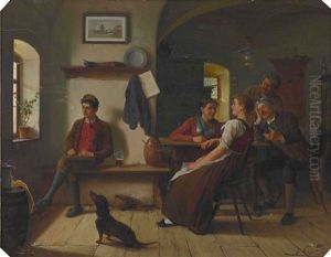 Junger Pfeifenraucher In Der Bauernstube