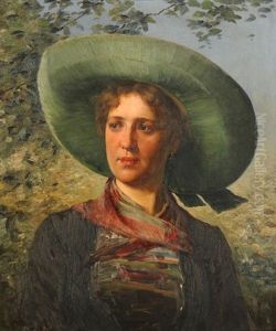 Junge Frau Mit Grossem Hut