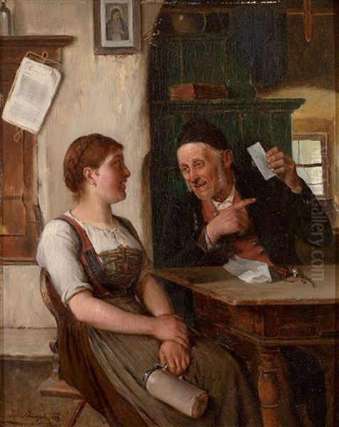 Sein Bild. Heiratsvermittler Zeigt Einer Jungen Frau Das Bild - view 1