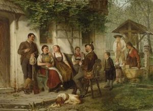 Familie Vor Dem Haus