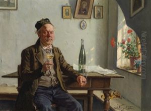 Weinbauer Bei Der Verkostung