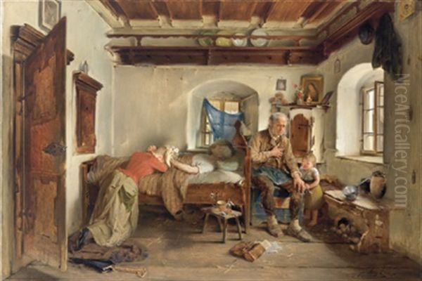 Zu Spat - Die Reuige Tochter Am Totenbett Der Mutter - view 1
