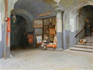 Beim Antiquar by Josef Kinzel