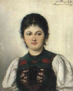 Bildnis Eines Trachtenmadchens by Josef Kinzel