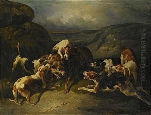 Jakthundar Och Varg by Carl Fredrik Kiorboe