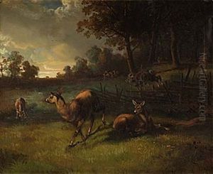 Landskap Med Hjortar by Carl Fredrik Kiorboe