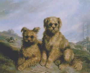 Two Dogs In A Landscape by Carl Fredrik Kiorboe