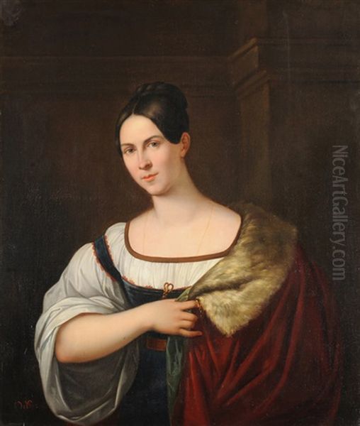Portrait Einer Dame Mit Hermelin Verbramtem Umhang - view 1