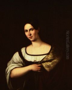 Dark Haired Beauty With Ermine Robe