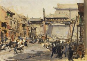 Peking - Belebte Strase Vor Dem Stadttor Qianmen (zhengyangmen) Peking - Belebte Strase Vor Dem Stadttor Qianmen (zhengyangmen)