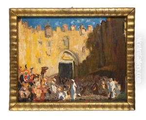 Orientalische Strasenszene (olstudie) by Erich Kips