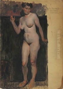 Stehender, Weiblicher Akt, Verso Sitzender, Weiblicher Akt by Erich Kips