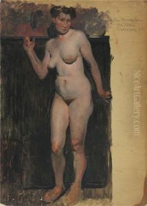 Stehender, Weiblicher Akt (+ Sitzender, Weiblicher Akt, Verso) by Erich Kips